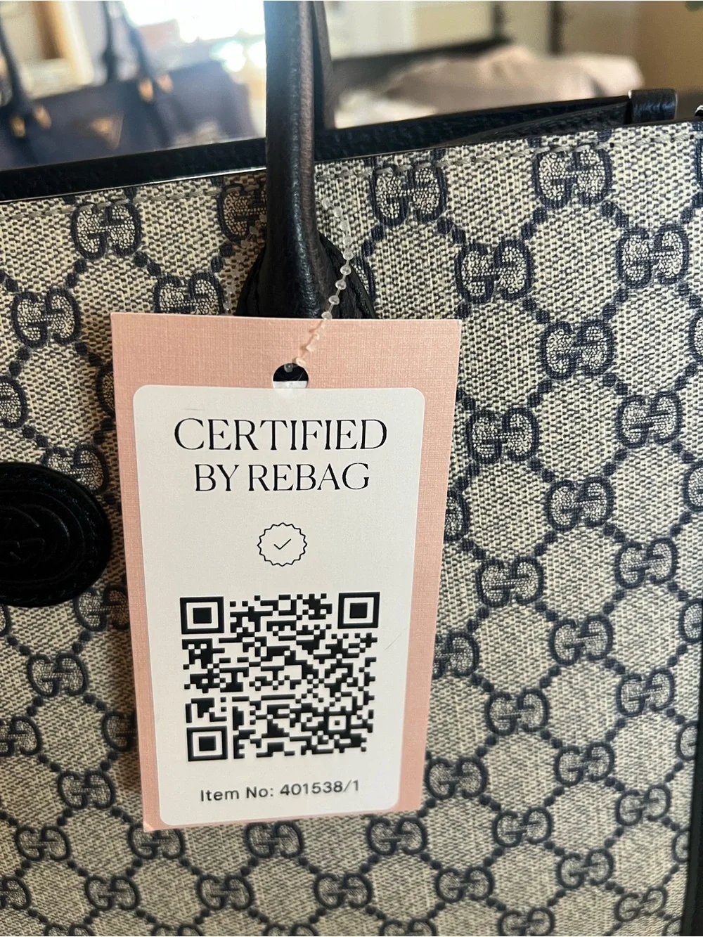 Gucci Navy GG Canvas Small Top Handle Tote-Authentic
